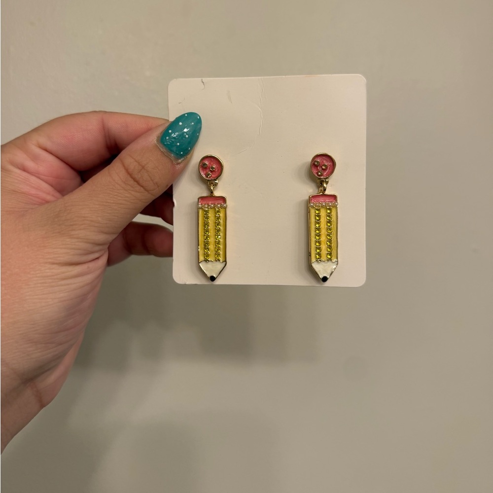 Amazon Yellow and Pink Pencil Drop Earrings